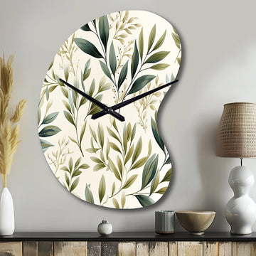 Tranquil Leaves - Asymmetric Metal Wall Clock